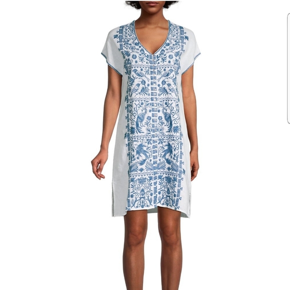 Harriet Button Down Tunic Linen Dress White - Picture 3 of 14